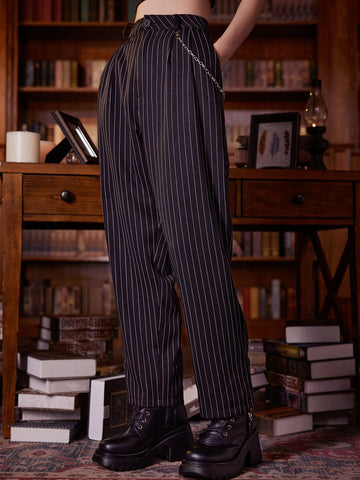 ROMWE Academia Striped Chain Pants