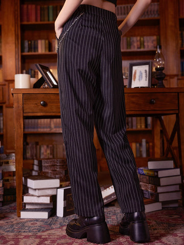 ROMWE Academia Striped Chain Pants