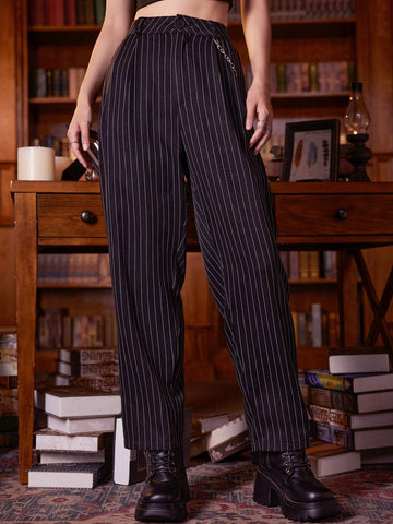 ROMWE Academia Striped Chain Pants