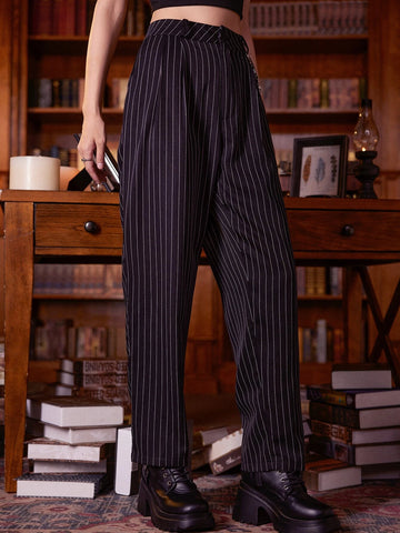 ROMWE Academia Striped Chain Pants