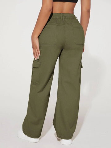 PETITE High Waist Flap Pocket Cargo Jeans