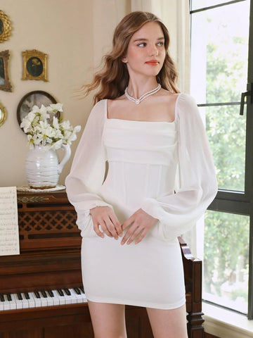 Solid Ruched Bodycon Dress