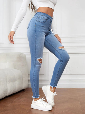 Tall Ripped Raw Cut Skinny Jeans