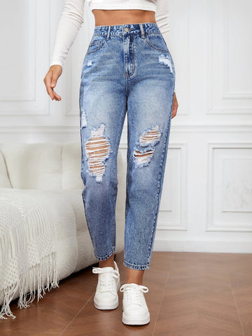 Ripped Mom Fit Jeans