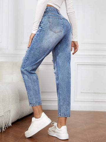 Ripped Mom Fit Jeans