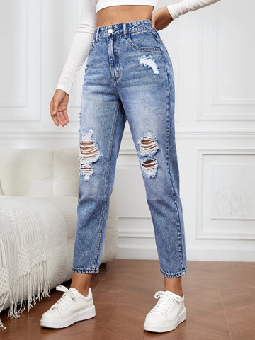 Ripped Mom Fit Jeans