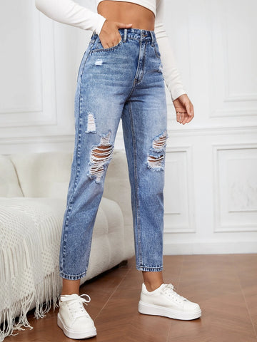 Ripped Mom Fit Jeans