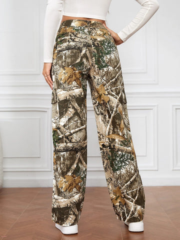 Tall Leaves Print Wide Leg Jeans