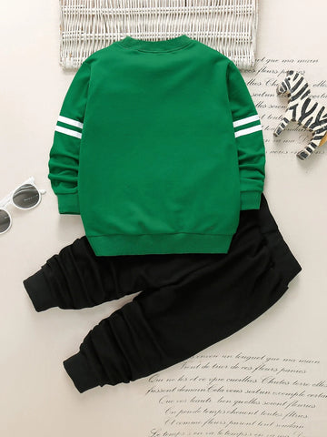 Toddler Boys Letter Graphic Sweatshirt With Sweatpants