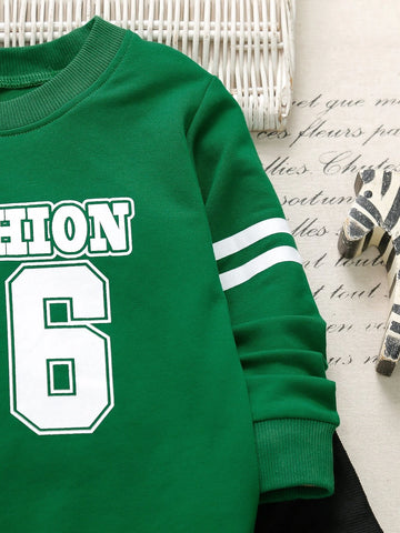 Toddler Boys Letter Graphic Sweatshirt With Sweatpants
