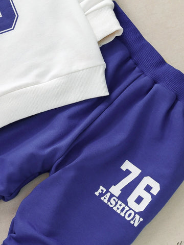 Toddler Boys Letter Graphic Sweatshirt With Sweatpants