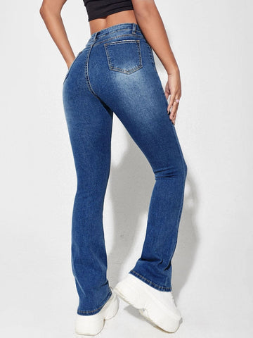 Slant Pocket Flare Leg Jeans