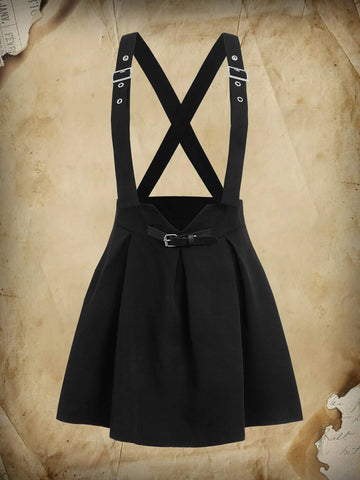 ROMWE Academia Grommet Eyelet Criss-cross Pinafore Skirt