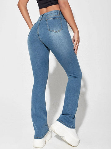 Slant Pocket Flare Leg Jeans