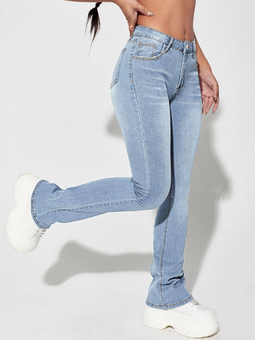 Slant Pocket Flare Leg Jeans