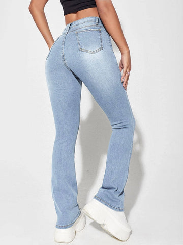 Slant Pocket Flare Leg Jeans