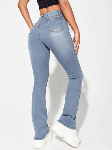 Slant Pocket Flare Leg Jeans