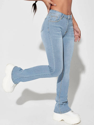 Slant Pocket Flare Leg Jeans