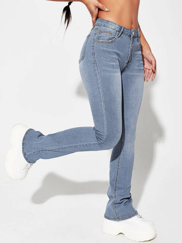 Slant Pocket Flare Leg Jeans