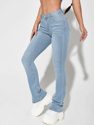 Slant Pocket Flare Leg Jeans