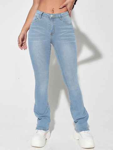 Slant Pocket Flare Leg Jeans