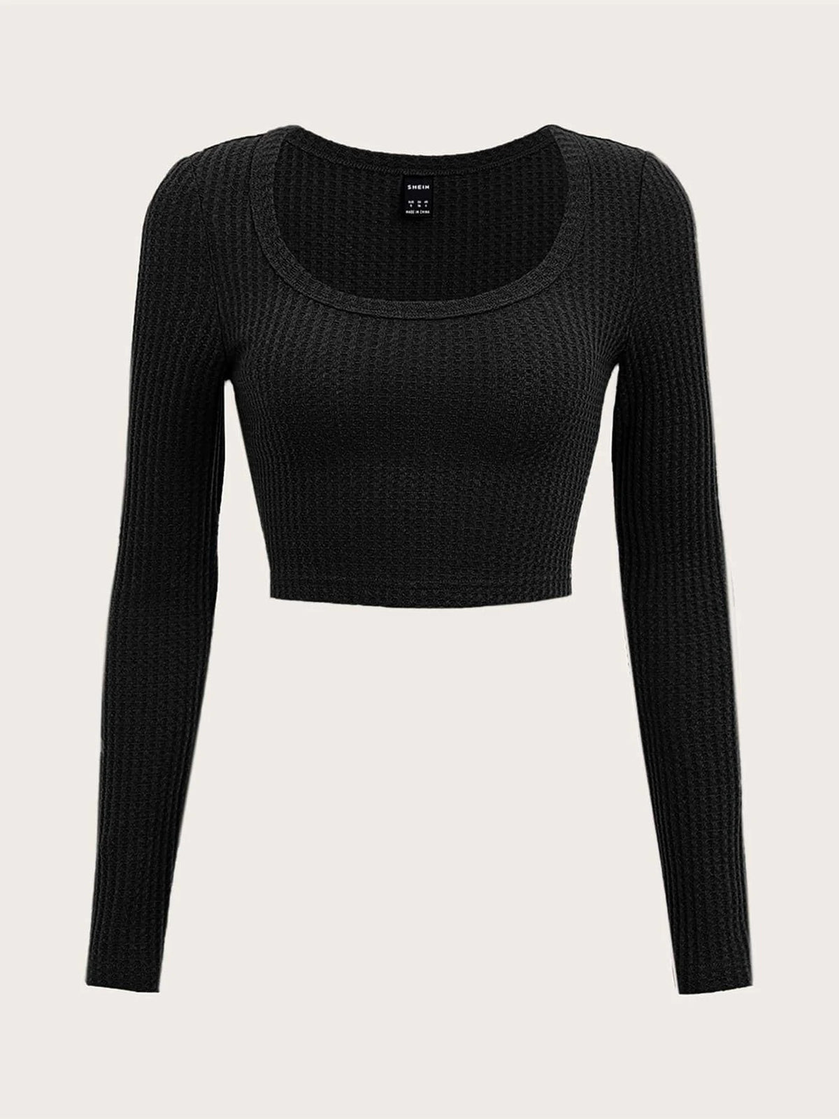 Scoop Neck Rib-knit Crop Tee