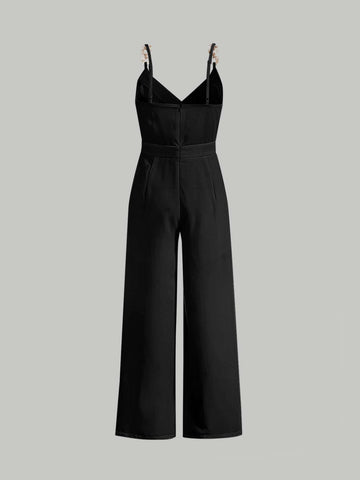 MOD Chain Detail Overlap Collar Cami Jumpsuit