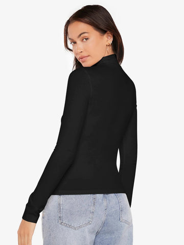 BASICS High Neck Rib-knit Form Fitted Tee