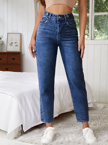 High Waist Cat Scratch Mom Fit Jeans