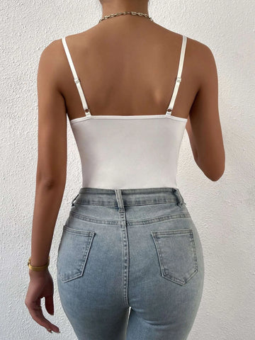 Floral Embroidery Bustier Cami Bodysuit