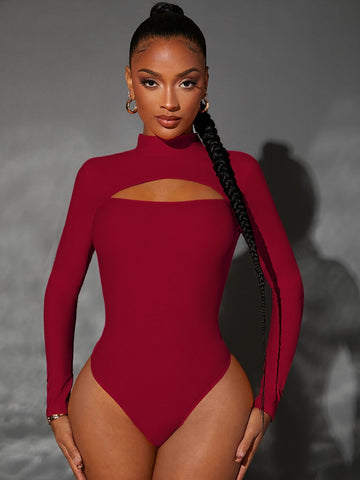 Mock Neck Cut Out Bodysuit