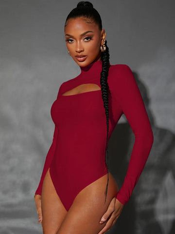 Mock Neck Cut Out Bodysuit