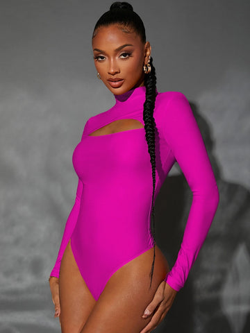 Mock Neck Cut Out Bodysuit
