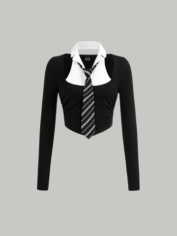 MOD Colorblock 2 In 1 Top With Tie