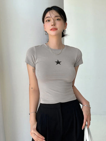 DAZY Star Print Crop Tee