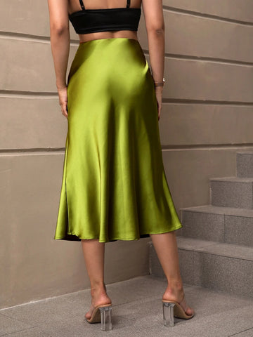 High Waist Solid Skirt