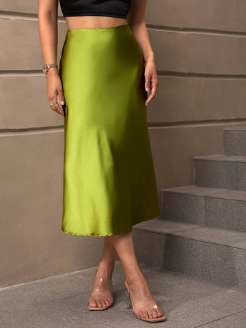 High Waist Solid Skirt