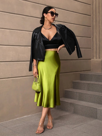 High Waist Solid Skirt