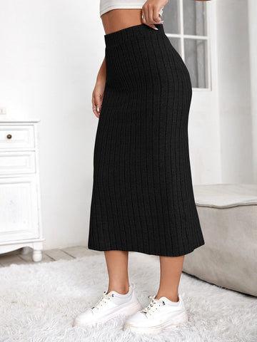 High Waist Split Thigh Skirt