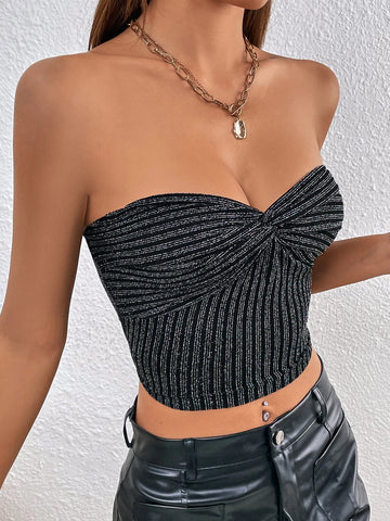 Twist Front Crop Tube Top