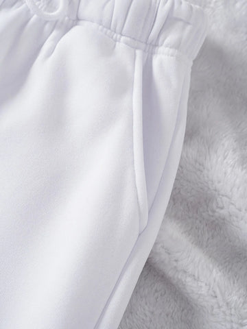 Solid Drawstring Waist Sweatpants