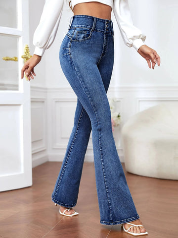 Slant Pocket Flare Leg Jeans
