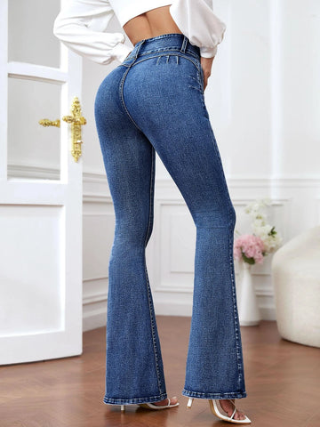 Slant Pocket Flare Leg Jeans