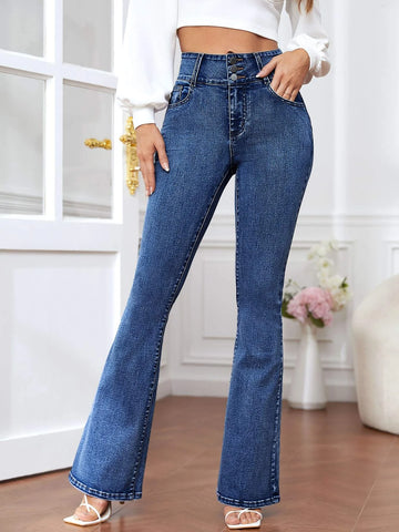 Slant Pocket Flare Leg Jeans