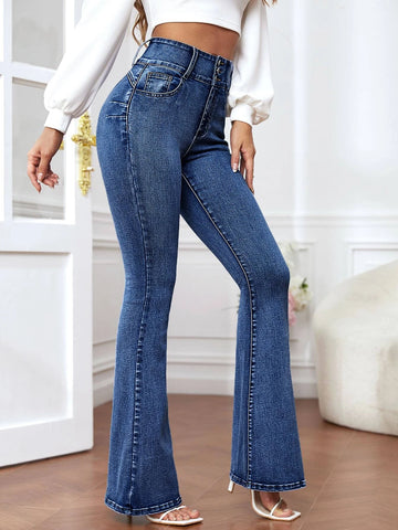 Slant Pocket Flare Leg Jeans