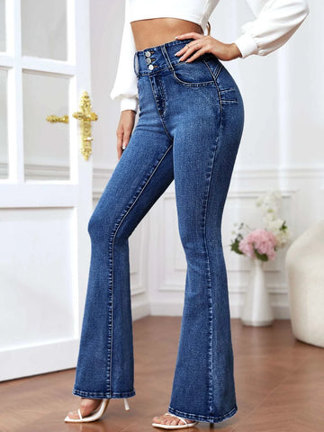 Slant Pocket Flare Leg Jeans