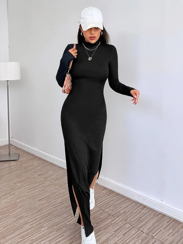 Backless Split Thigh Bodycon Dress