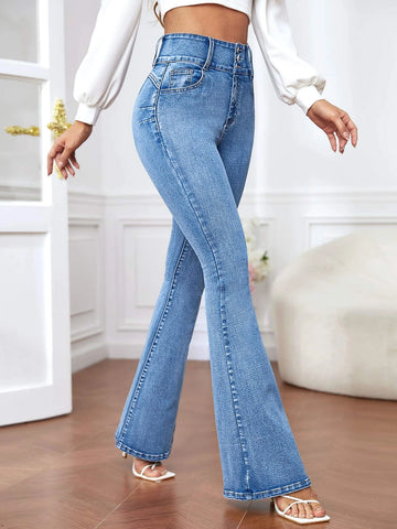 Slant Pocket Flare Leg Jeans