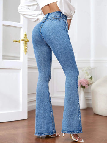 Slant Pocket Flare Leg Jeans