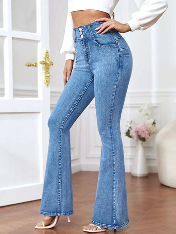 Slant Pocket Flare Leg Jeans